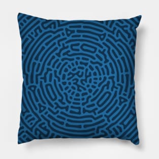 Radial Turing Pattern Square (Blue) Pillow