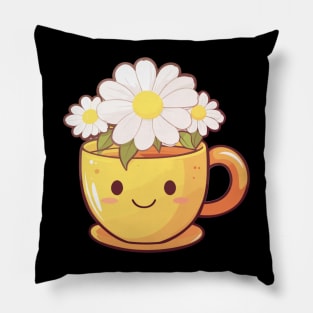 Cute camomile tea cup of calm Pillow