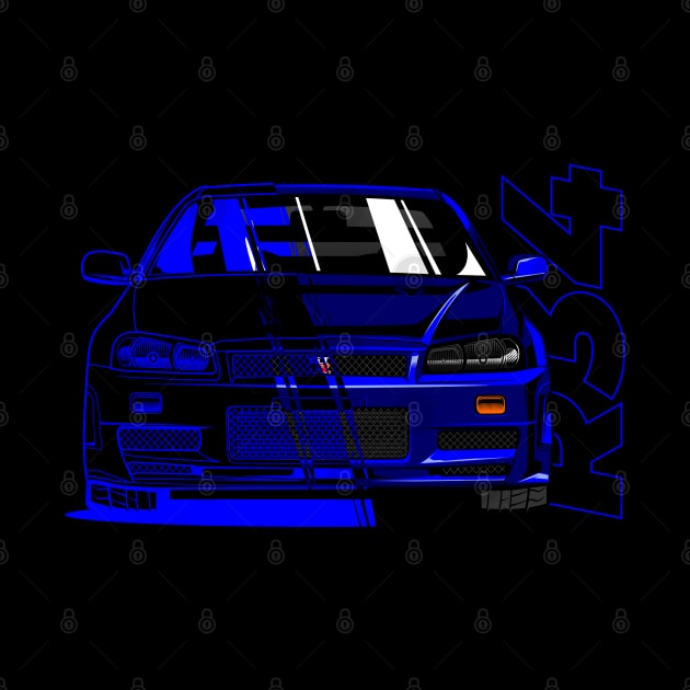 Skyline GT R34 Blue front by aredie19