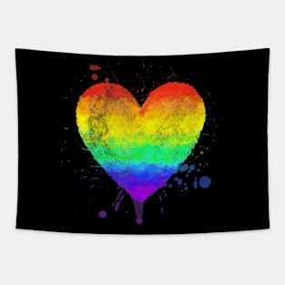 Faded Style Hand Drawn  Heart Gay Pride Paint Splash Tapestry