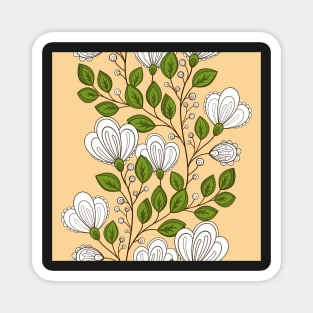 Colored Striped Pattern with Vintage Floral Motifs Magnet