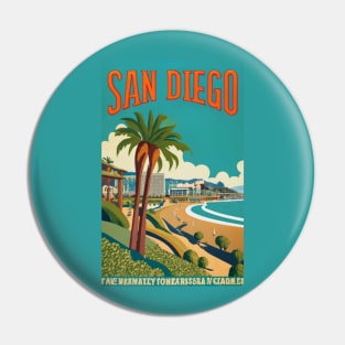 A Vintage Travel Art of San Diego - California - US Pin