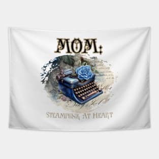 Mom: Steampunk At Heart Vintage Typewriter - Golden Version Tapestry