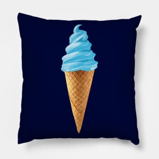 Pastel Blue Soft Serve Ice Cream Cone Pillow