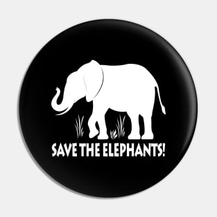 Save the Elephants in Silhouette Pin