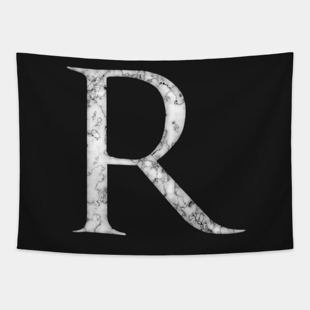 R in Roman White Marble Latin Alphabet Letter Sticker Tapestry by SolarCross