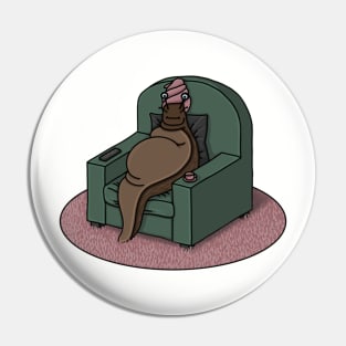 Cute slug in an armchair, relaxing with a cup of tea. Lazy, animal, tv Pin