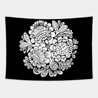 Flower circle White Tapestry