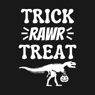 Trick Rawr Treat Halloween Dinosaur Bones T-Shirt