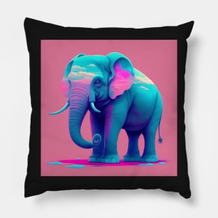 Vapor Wave Elephant Pillow