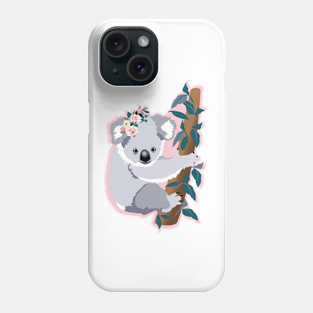 Koala Bear with flowers Phone Case by HotPinkStudio.Me