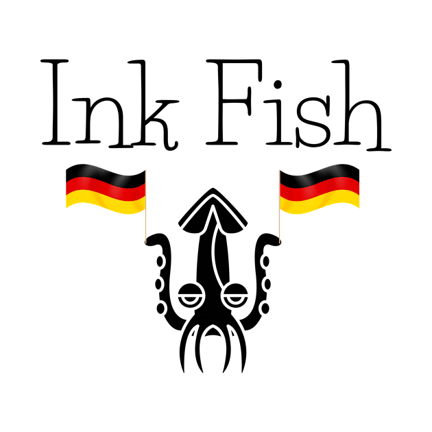 Patriotic Squid Tintenfisch (Ink Fish) in German Waving German Flags by Time4German