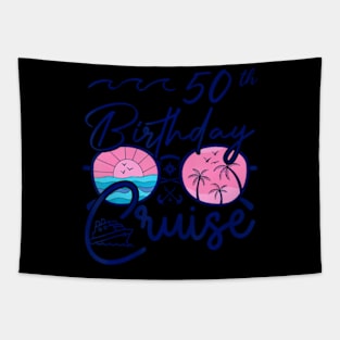 50Th Birthday Cruise Squad Gifts 2024 Matching Party Family Tapestry