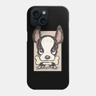 Boston terrier and bone Phone Case