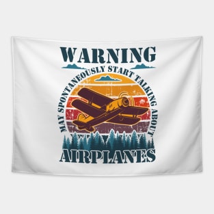 WARNING MAY SPONTANEOUSLY START TALKING ABOUT AIRPLANES VINTAGE SUNSET Tapestry