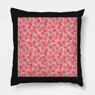 Watermelon Water | Brilliant Pink and Green Pattern | Itty Bitty Watermelon Confetti Design Pillow