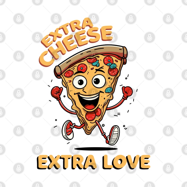 Animated Pizza Slice with Text Extra Cheese... Extra Love by Casually Fashion Store