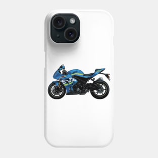 Blue GSX R1000 Side View Illustration Phone Case