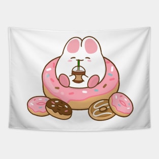 Bunny loves Coffee and Donuts Tapestry