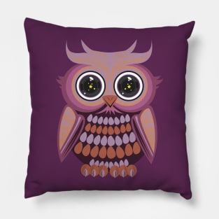 Star Eye Owl - Purple Orange Pillow