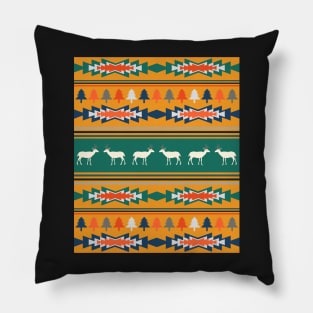 Christmas pattern with deer and tribal elements Pillow