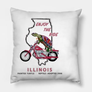 Turtle, Illinois, Painted Turtle, Motorcycle, Love, Enjoy the Ride Pillow