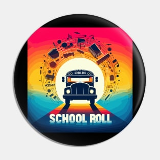 Silhouette Of A School Bus, School Roll Pin