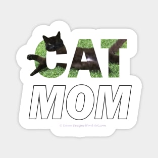 CAT MOM - black cat oil painting word art Magnet