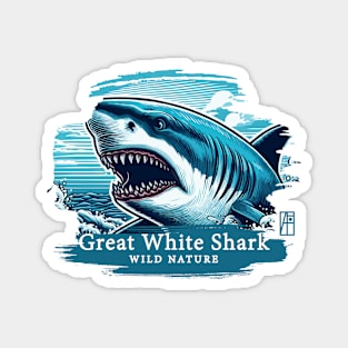 Great White Shark - WILD NATURE - GREAT WHITE SHARK -13 Magnet