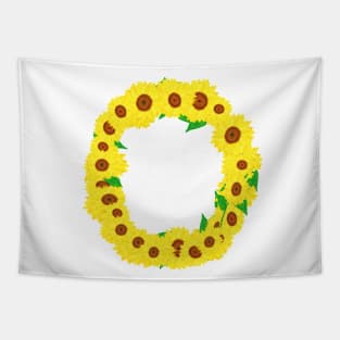 Sunflowers Initial Letter O (White Background) Tapestry