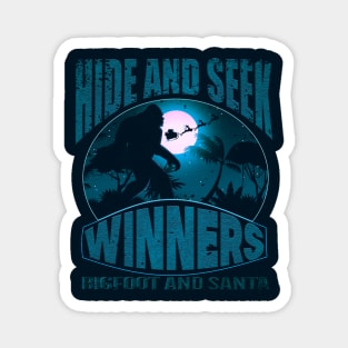 hide and seek winners bigfoot and santa. 80s funny Magnet