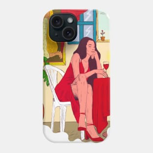 Elegance in Red: A Woman's Wine Evening the kiss by BIJOTANN Phone Case