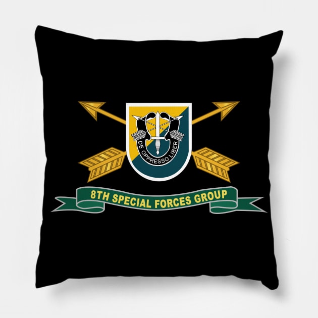 8th Special Forces Group - Flash w Br - Ribbon X 300 Pillow by twix123844