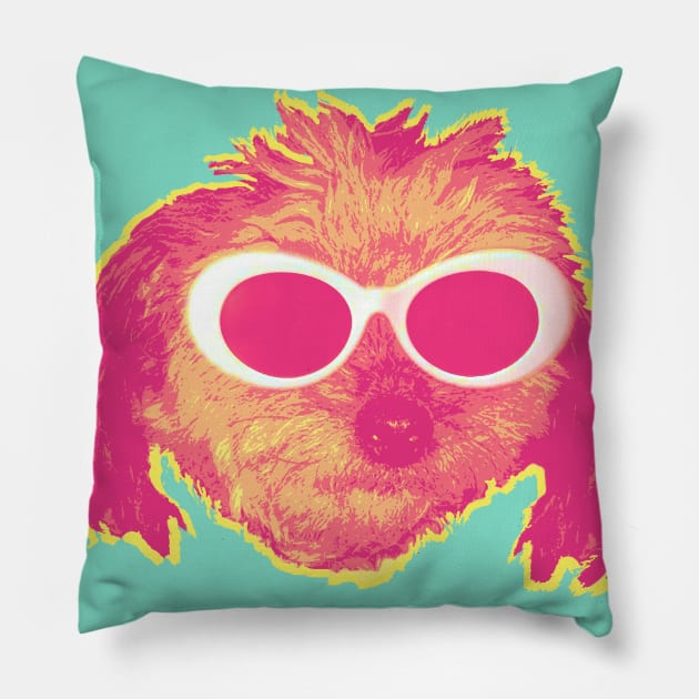 Grunge Poodle Pink Pillow by chilangopride