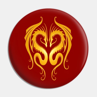 Twin Tribal Yellow Dragons Pin