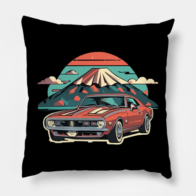 Mount Fuji Drift Camero Racer Pillow by Tezatoons