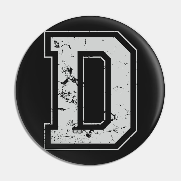 Initial Letter D Gray Jersey Sports Athletic Player Pin by porcodiseno