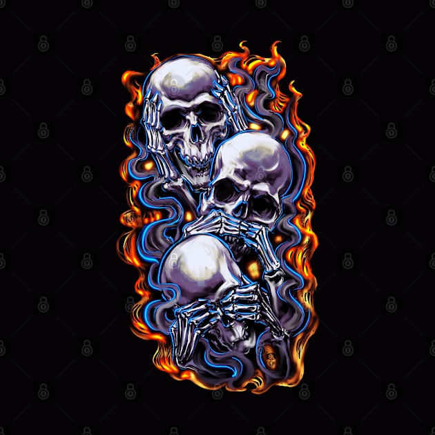 Hear No Evil Skulls by Shawnsonart