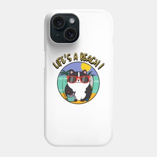 Funny fat cat is chilling on the beach Phone Case