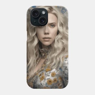 Portrait of a Beautiful Woman in a Flower Dress After Klimt Phone Case