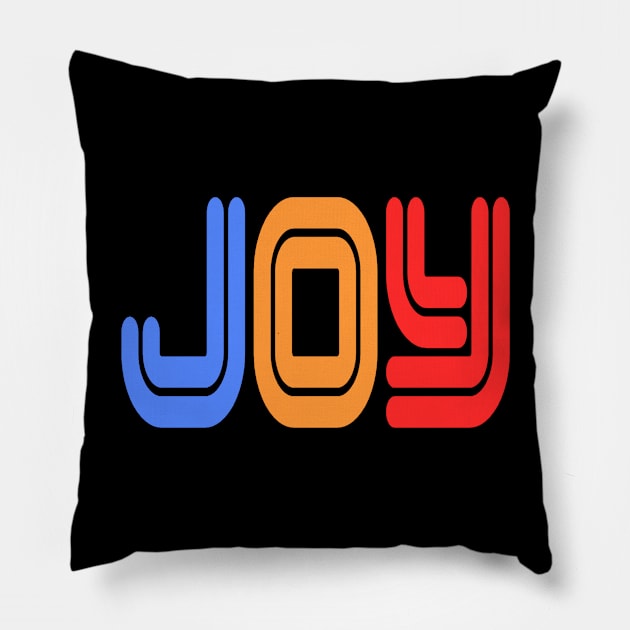 Joy - Happy Vibes Retro Pillow by Jambo Designs