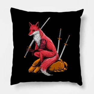 Kitsune japanese samurai fox Pillow