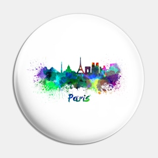 Paris skyline in watercolor Pin