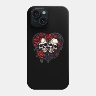 Valentines day Skulls and bones Phone Case