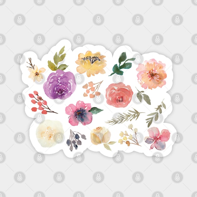 Watercolor Flowers Magnet by uncommontee