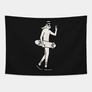 Hipster Skateboarder love - Digital Drawing - B&W Tapestry