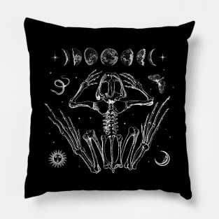 Goblincore Aesthetic: A Vintage Blend of Frog Skeletons, Moth Moon Phases, Sun Stars - Dark Academia's Goth Grunge Pillow