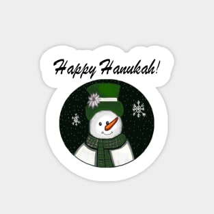 Green Snowman Happy Hanukah! Magnet