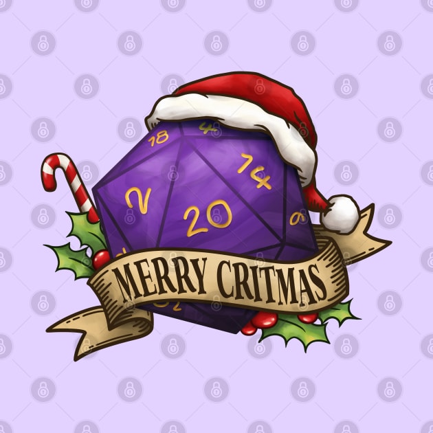 D20 Merry Critmas Dice Purple by Takeda_Art