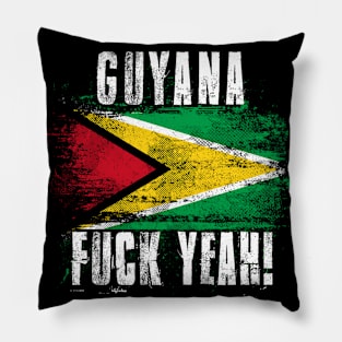 Guyana Fuck Yeah! Wartorn Distressed Flag Pillow